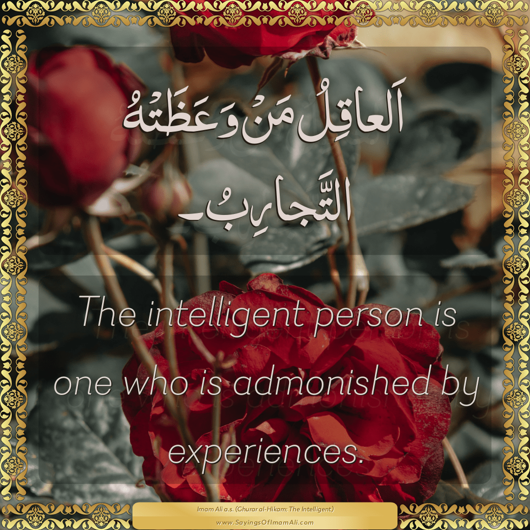 The intelligent person is one who is admonished by experiences.
